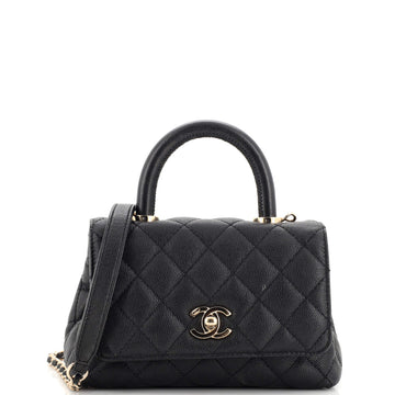 Chanel Coco Top Handle Bag Quilted Caviar Extra Mini