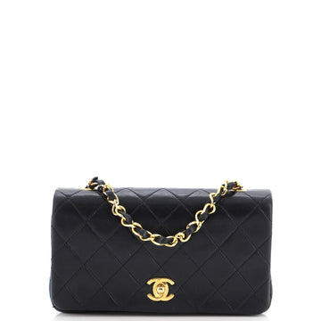 Chanel Vintage Full Flap Bag Quilted Lambskin Mini