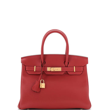 Hermes Birkin Handbag Red Togo with Gold Hardware 30