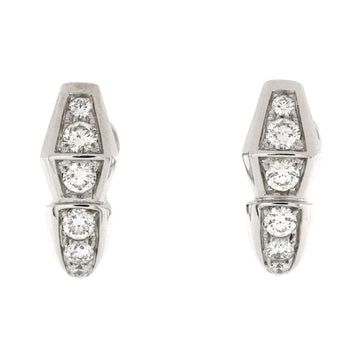 Bvlgari Serpenti Viper Huggie Earrings 18K White Gold with Pave Diamonds
