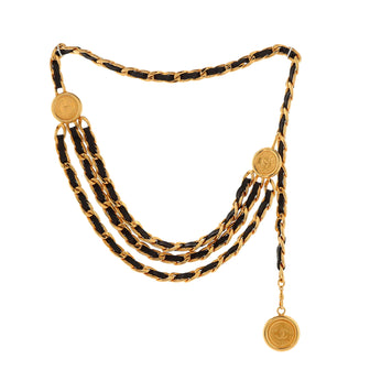 Chanel Vintage Multi-Chain Medallion Belt Metal and Leather