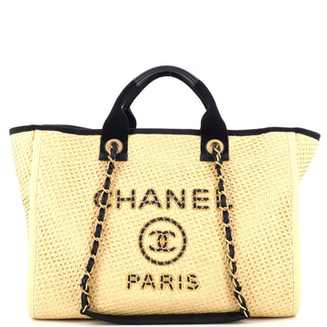 Chanel Deauville Tote Straw with Chain Detail Medium