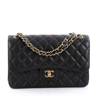 Chanel Classic Double Flap Bag Quilted Caviar Jumbo Black 2275901