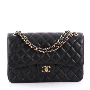 Chanel Classic Double Flap Bag Quilted Caviar Jumbo Black 2275901