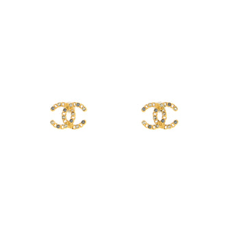 Chanel CC Stud Earrings Metal with Crystals