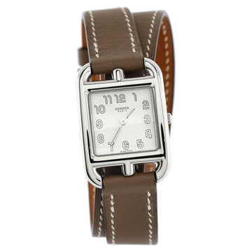 Hermes Cape Cod Double Tour Quartz Watch Stainless Steel and Leather 23