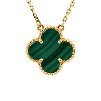 Van Cleef & Arpels Vintage Alhambra Pendant Necklace 18K Yellow Gold and Malachite