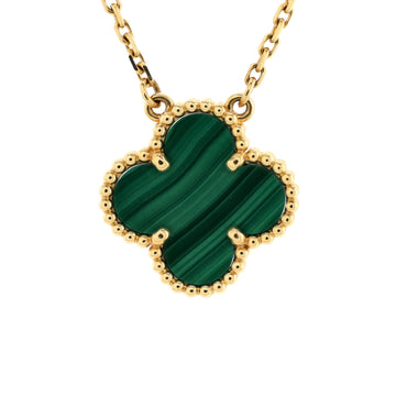 Van Cleef & Arpels Vintage Alhambra Pendant Necklace 18K Yellow Gold and Malachite