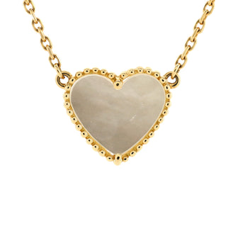 Van Cleef & Arpels Lucky Alhambra Heart Pendant Necklace 18K Yellow Gold and Mother of Pearl