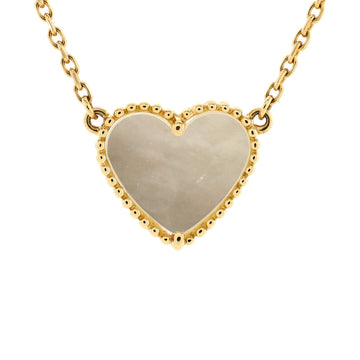 Van Cleef & Arpels Lucky Alhambra Heart Pendant Necklace 18K Yellow Gold and Mother of Pearl
