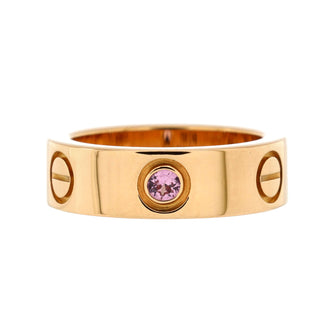 Cartier Love Band 1 Sapphire Ring 18K Rose Gold with Pink Sapphire