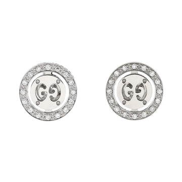 Gucci Icon Twirl Stud Earrings 18K White Gold with Diamonds