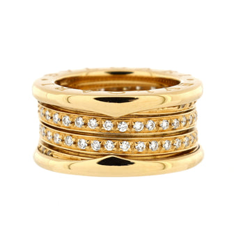 Bvlgari B.Zero1 Four Band Ring 18K Yellow Gold and Pave Diamonds