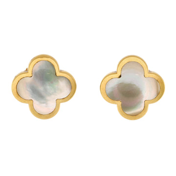 Van Cleef & Arpels Pure Alhambra Stud Earrings 18K Yellow Gold and Mother of Pearl