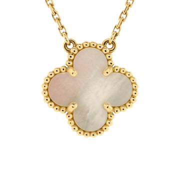 Van Cleef & Arpels Vintage Alhambra Pendant Necklace 18K Yellow Gold and Mother of Pearl