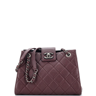 Chanel CC Lock Accordion Tote Quilted Caviar Small