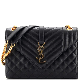 Saint Laurent Classic Monogram Envelope Satchel Mixed Matelasse Leather Medium