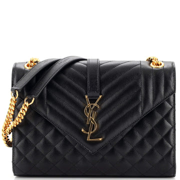 Saint Laurent Classic Monogram Envelope Satchel Mixed Matelasse Leather Medium