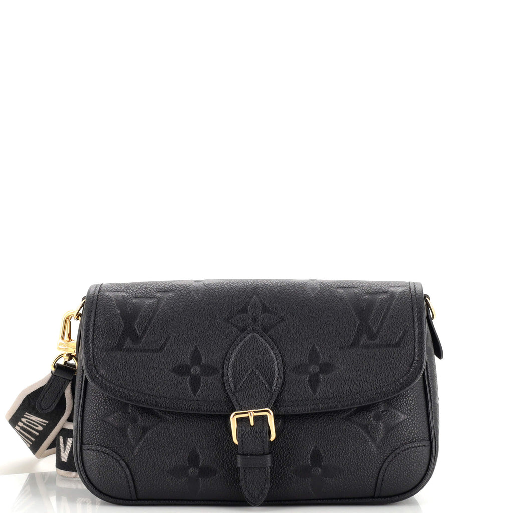Diane Satchel Bag - Luxury Monogram Empreinte Leather Black