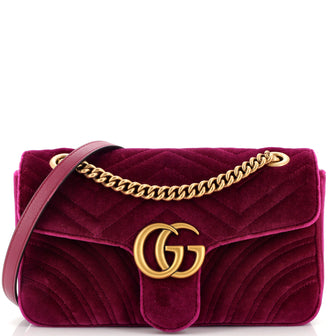 Gucci GG Marmont Flap Bag Matelasse Velvet Small