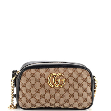 Gucci GG Marmont Shoulder Bag Diagonal Quilted GG Canvas Small
