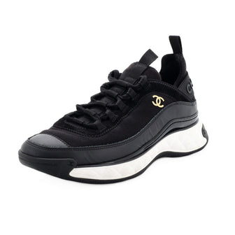 Chanel Women's CC Cap Toe Logo Sneakers Suede and Mixed Fibers
