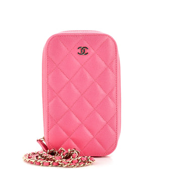 Chanel Zip Around Phone Case with Chain Quilted Caviar