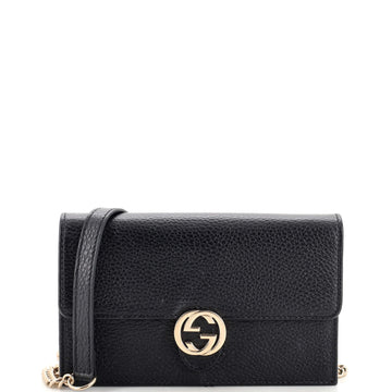 Gucci Interlocking Wallet on Chain Leather