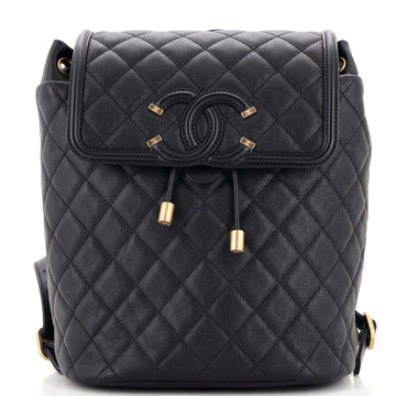 Chanel Filigree Backpack Quilted Caviar Large