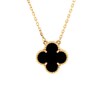 Van Cleef & Arpels Vintage Alhambra Pendant Necklace 18K Yellow Gold and Onyx
