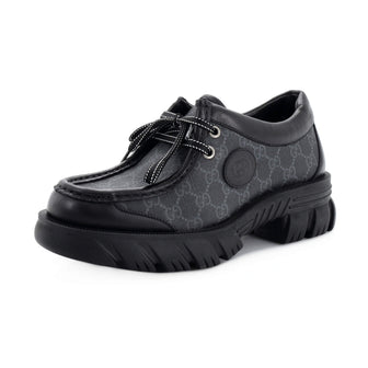 Gucci Men's GG Lug Sole Lace Up Derby Shoes GG Coated Canvas