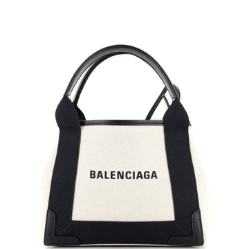 Balenciaga Navy Cabas Canvas and Leather XS