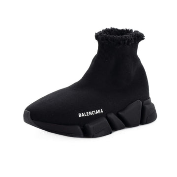 Balenciaga Women's Speed 2.0 Sneakers Technical Knit and Faux Fur