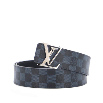 LV Initiales Reversible Belt Damier Cobalt and Leather Wide 95