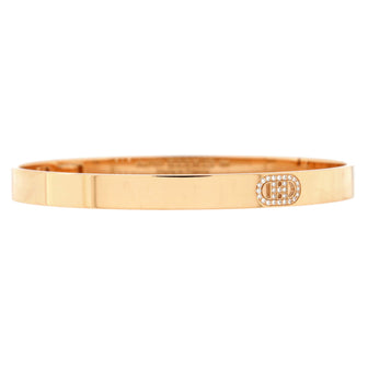 Hermes H d'Ancre Bracelet 18K Rose Gold with Diamonds Small
