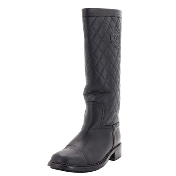 Chanel Women's CC Cap Toe Boots Quilted Leather