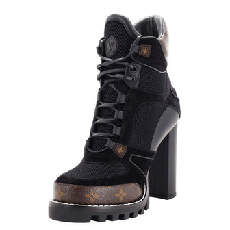 Louis Vuitton Women's Star Trail Ankle Boots Monogram Canvas and Leather with Suede