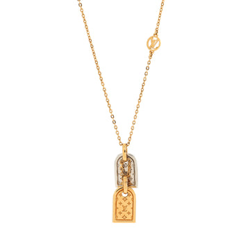 Louis Vuitton Nanogram Name Tag Pendant Necklace Metal