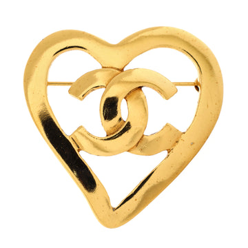 Chanel Vintage Coco In Love Heart CC Brooch Metal