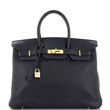 Hermes Birkin Handbag Black Togo with Gold Hardware 30
