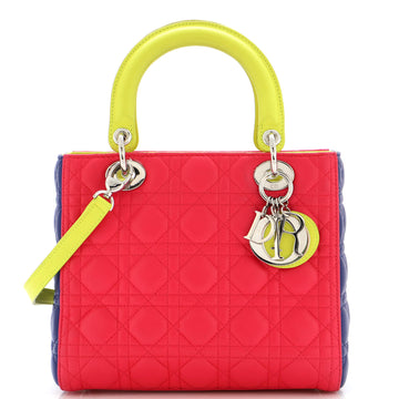 Christian Dior Tricolor Lady Dior Bag Cannage Quilt Lambskin Medium