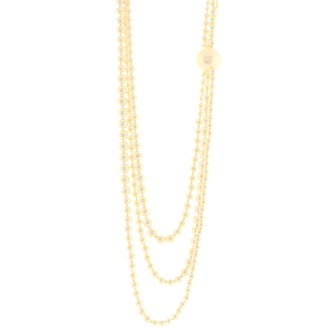 Chanel CC Orb Triple Strand Necklace Faux Pearls
