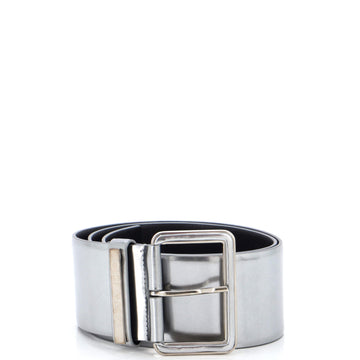 Chanel Metal Logo Belt Leather Wide