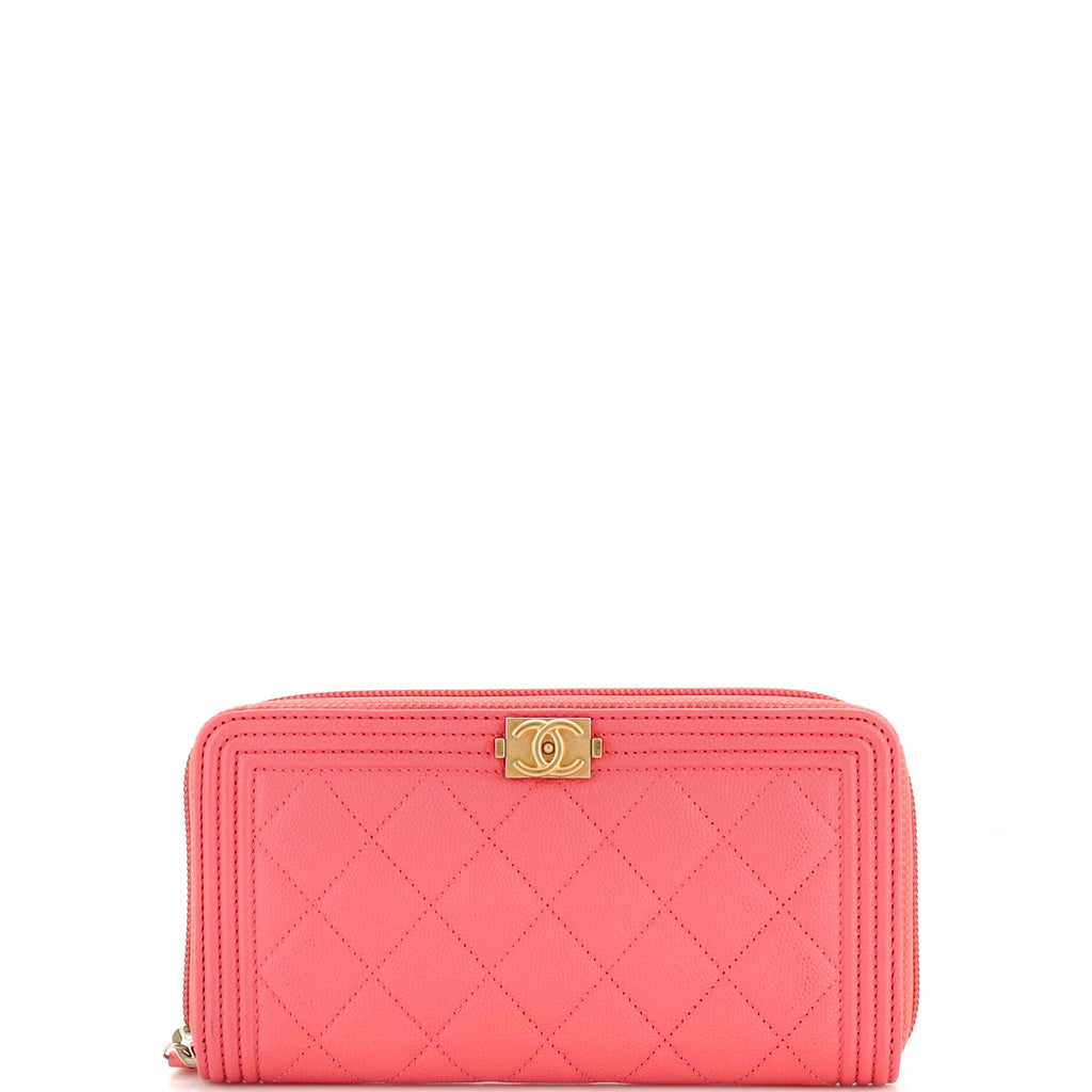 Chanel Light Pink and Beige Lambskin Leather and Cuban Tween Boy Bag Brushed Gold Hardware (Very Good)
