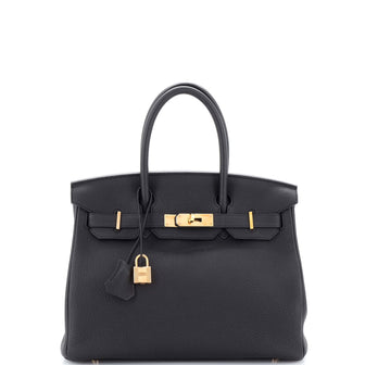 Hermes Birkin Handbag Black Togo with Rose Gold Hardware 30