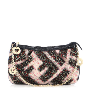 Fendi Zip Pochette Sequined Zucca Wool