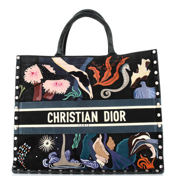 Christian Dior Book Tote Multicolor Studded Suede Large