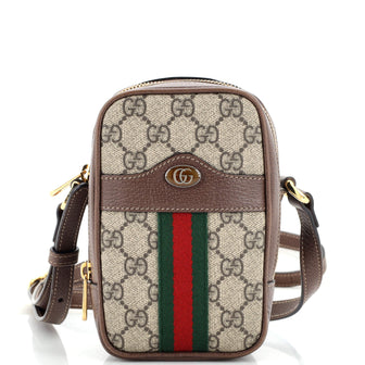 Gucci Ophidia Double Zip Crossbody Bag GG Coated Canvas Mini