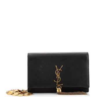 Saint Laurent Classic Monogram Tassel Minaudiere with Heart Chain Wallet Leather