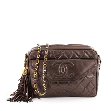 Chanel Vintage Front Pocket Camera Bag Quilted Lambskin Small Brown